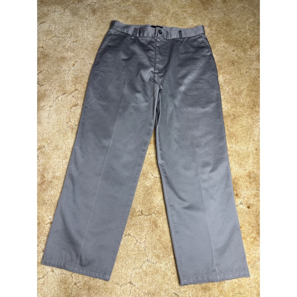 Dockers Signature Khaki‎ Mens 34x29 Grey Classic Fit D3 Cotton Pants 0353
